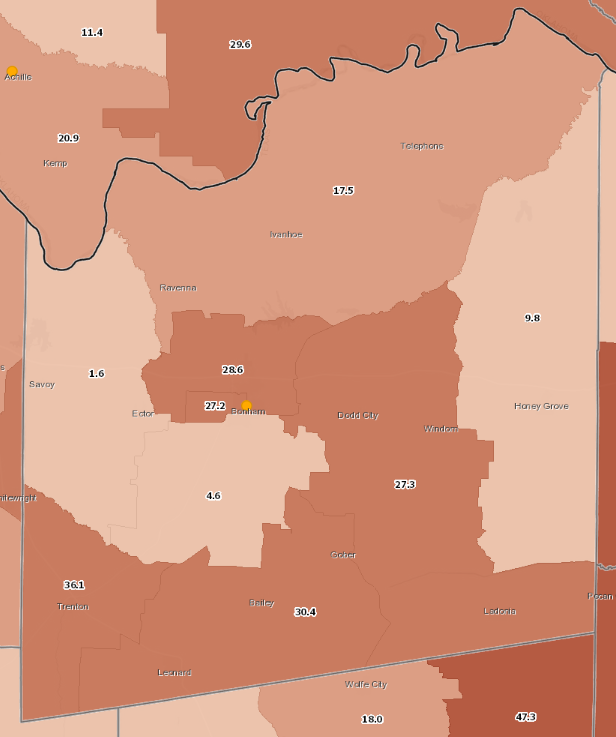 Figure H: Children Age 0-4 Below Poverty Level and Head Start Facilities, Fannin County