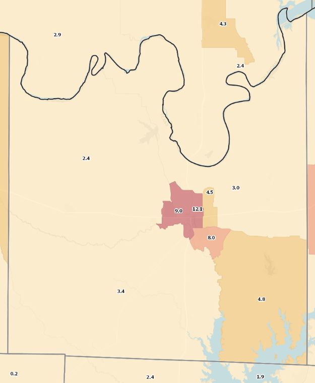 Figure N.2: Cooke County Households with No Vehicle, ACS 2012-16